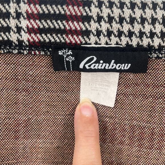 Y2K Rainbow Plaid Mini Skirt Sz L Grunge Houdstooth Punk Preppy Clueless USA 90s - Picture 6 of 8